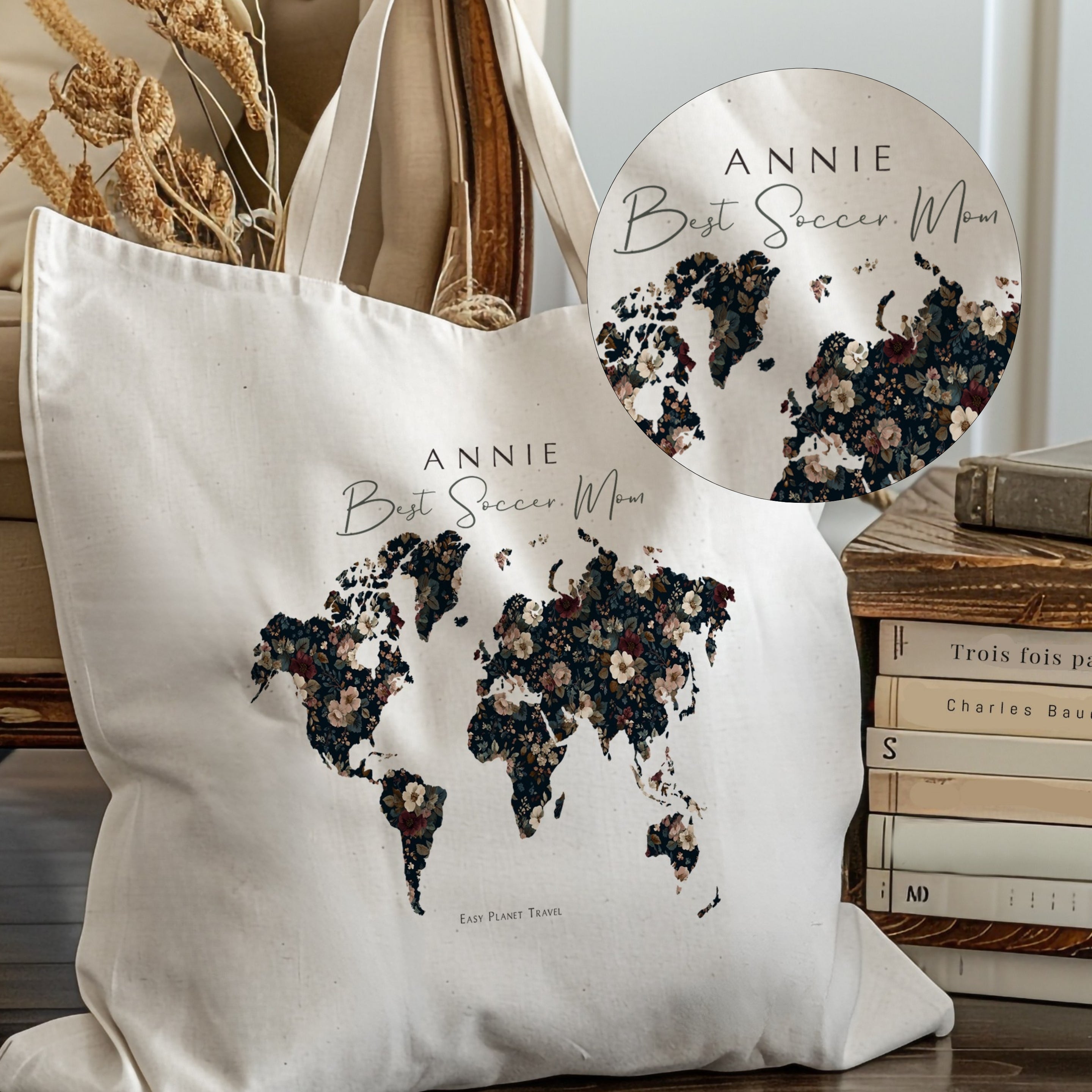 Custom Floral Tote Bag – Easy Planet Travel