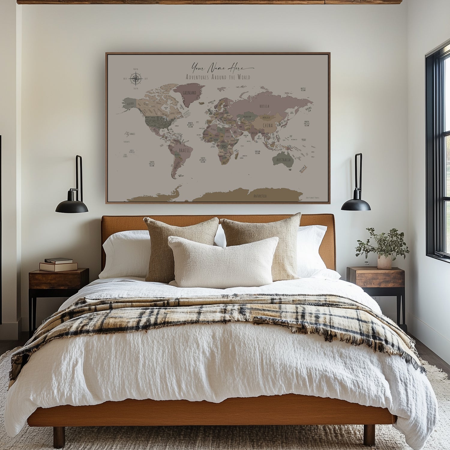 Custom Minimalist World Map Bangkok