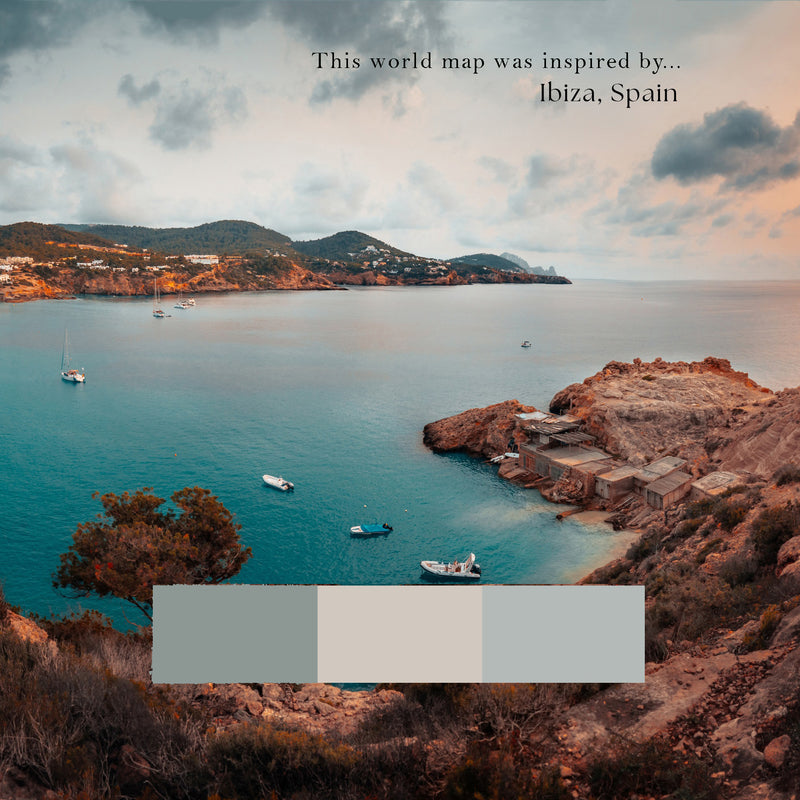 Custom Political World Map Ibiza at Dawn