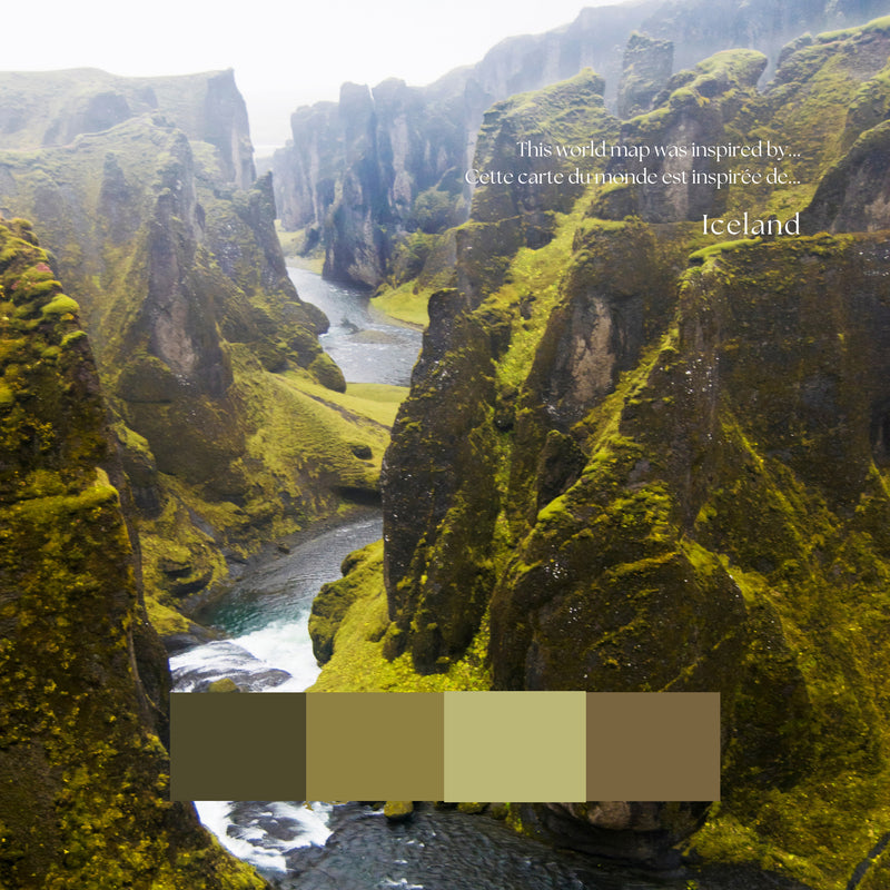 Custom Political World Map Iceland Canyon