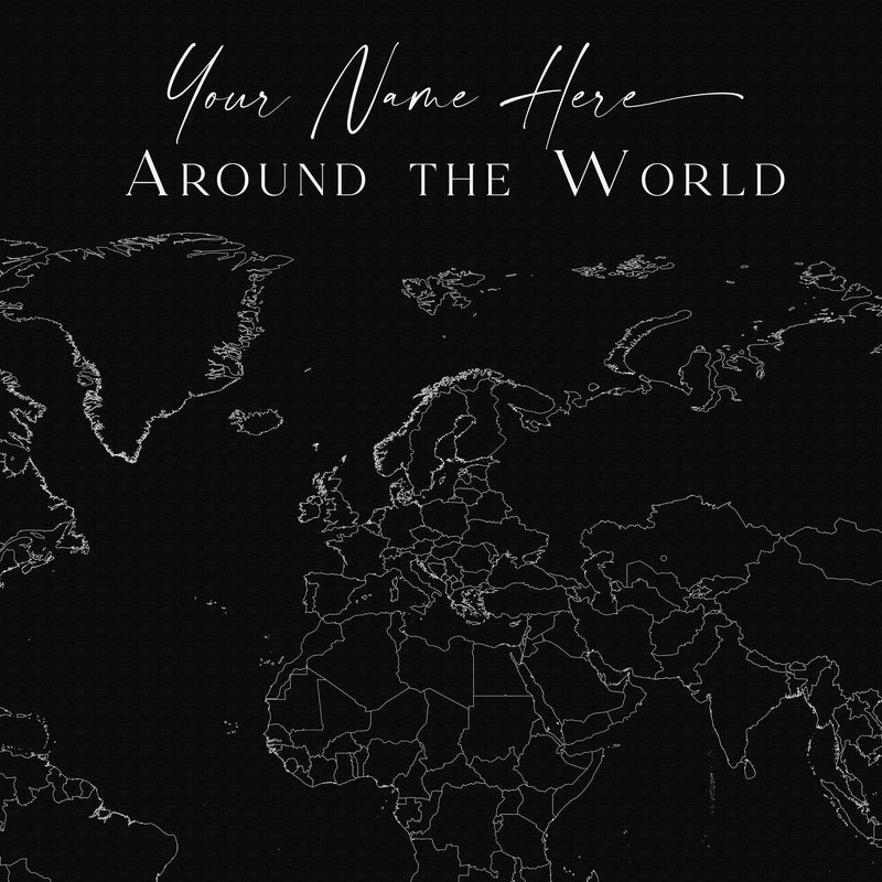 Carte du monde noire minimaliste