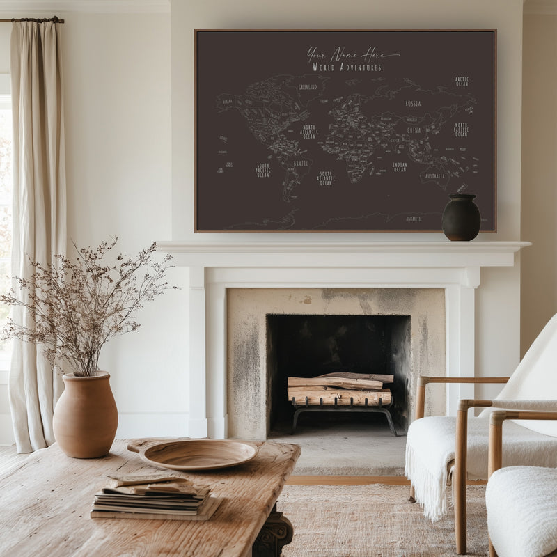 Carte du monde minimaliste pyramides de Giza