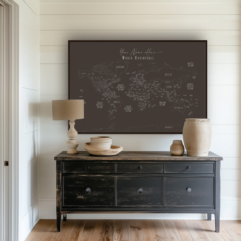 Carte du monde minimaliste pyramides de Giza