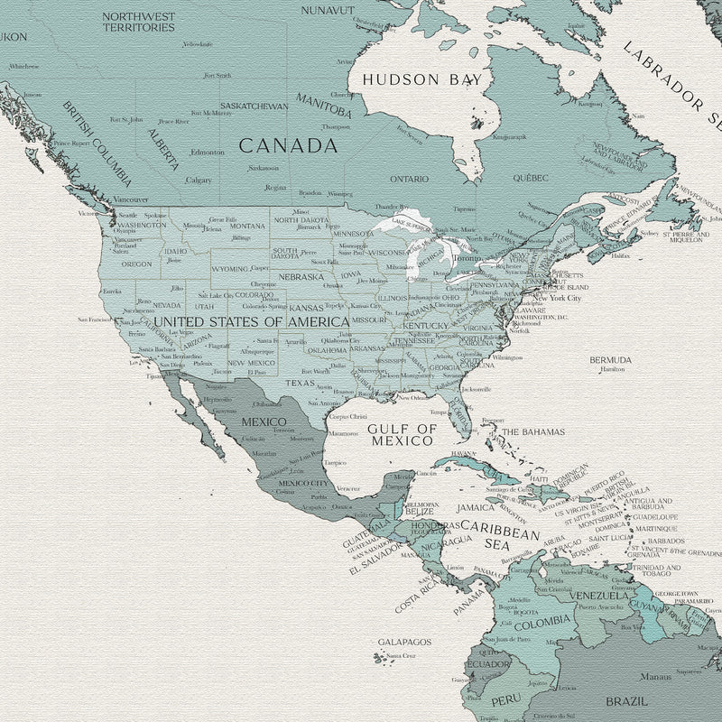 Carte du monde politique personnalisée Grande barrière de corail