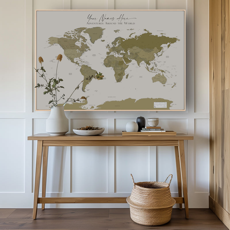 Custom Political World Map Iceland Canyon