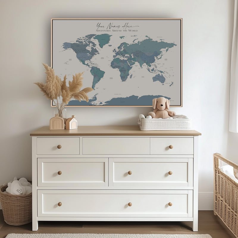 Carte du monde politique personnalisée nuit en Islande