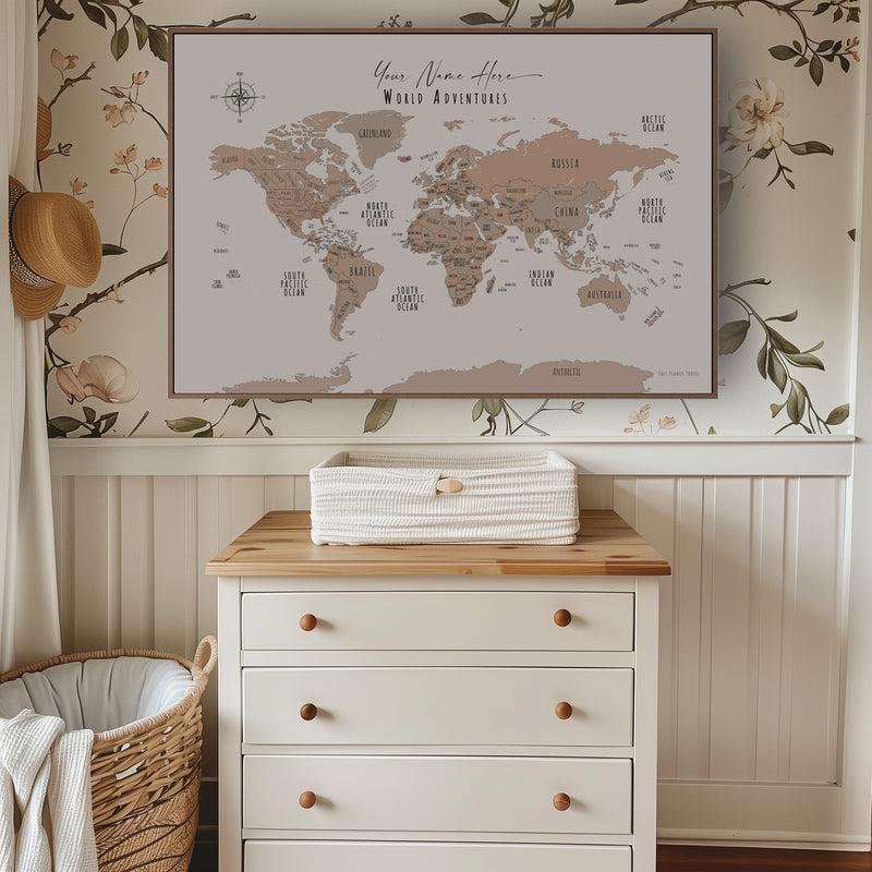 Carte du monde minimaliste Utah