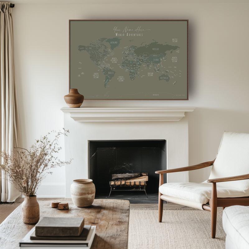 Custom Minimalist World Map Machu Picchu