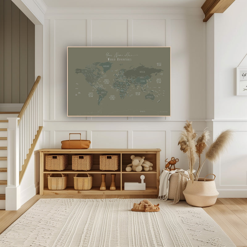 Custom Minimalist World Map Machu Picchu