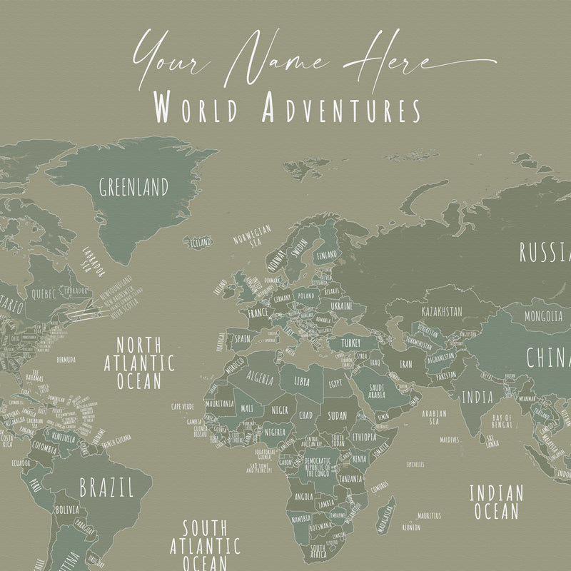 Custom Minimalist World Map Machu Picchu