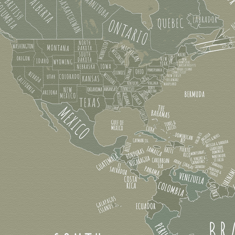 Custom Minimalist World Map Machu Picchu