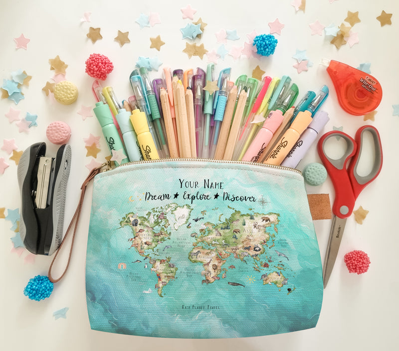 Custom Pencil Case World Map