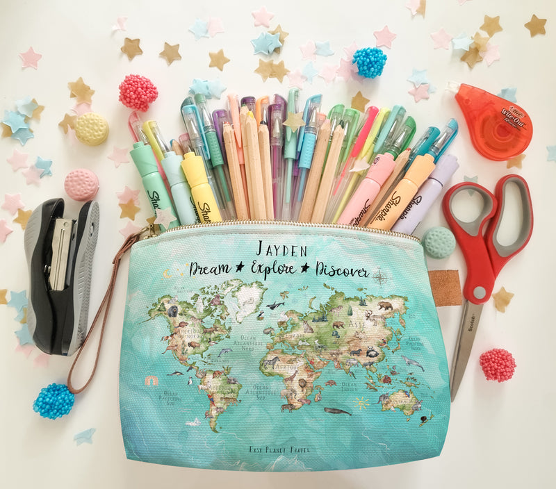 Custom Pencil Case World Map