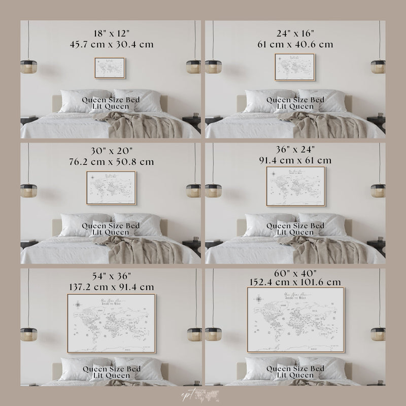 Custom Political World Map Sand Beige