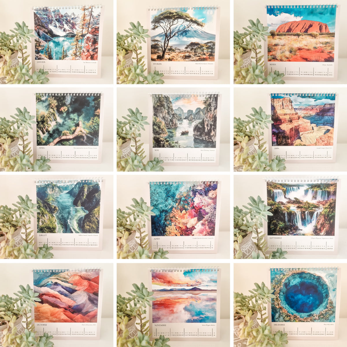 Calendrier de bureau voyage 2025