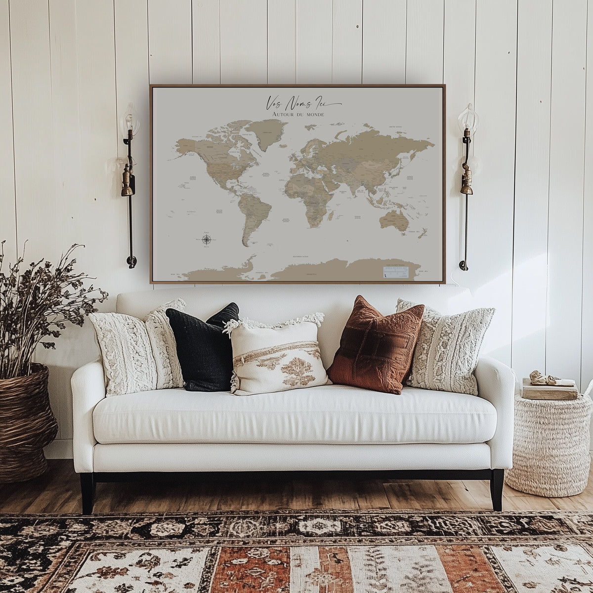 Custom Political World Map Deep Beige