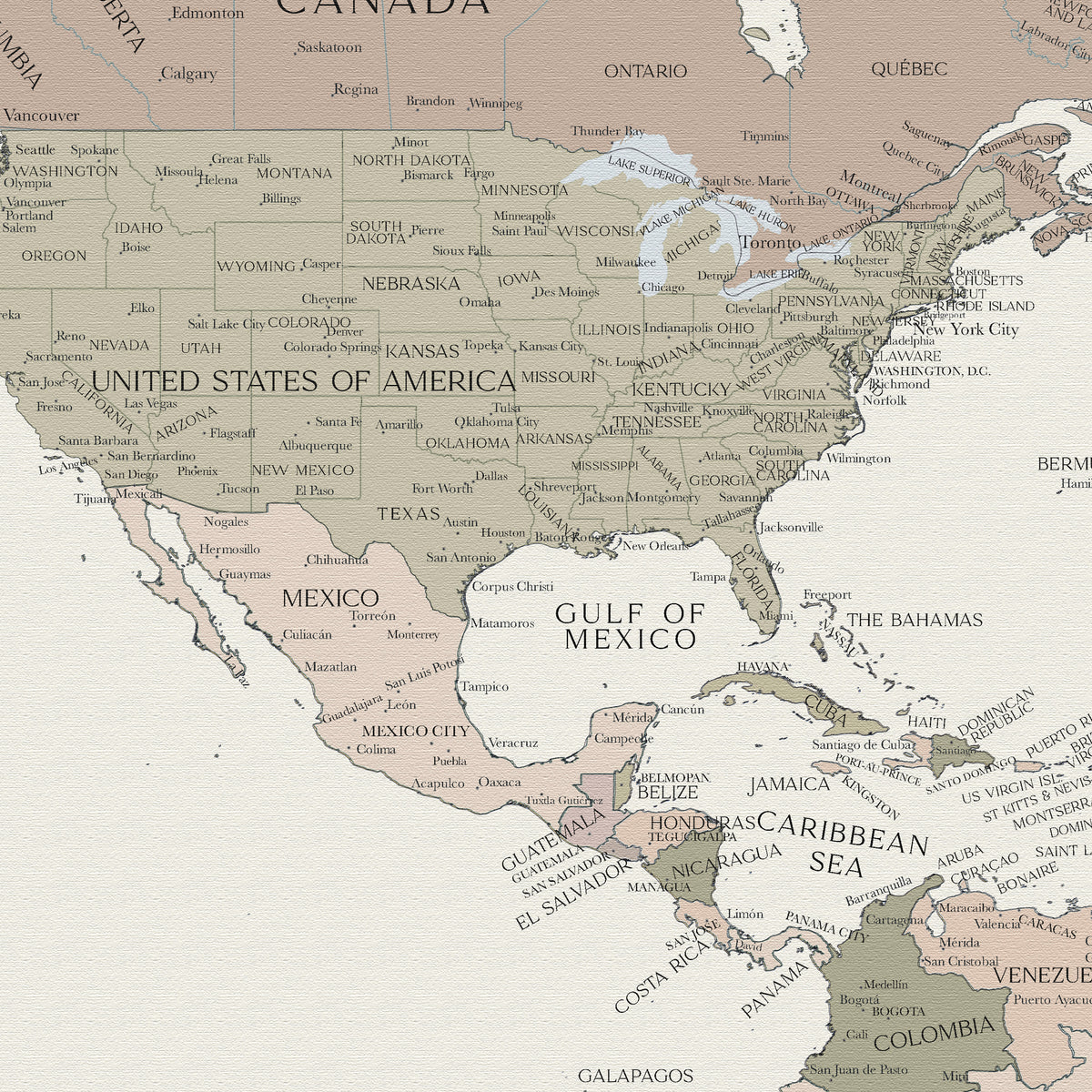 Custom Political World Map Earth