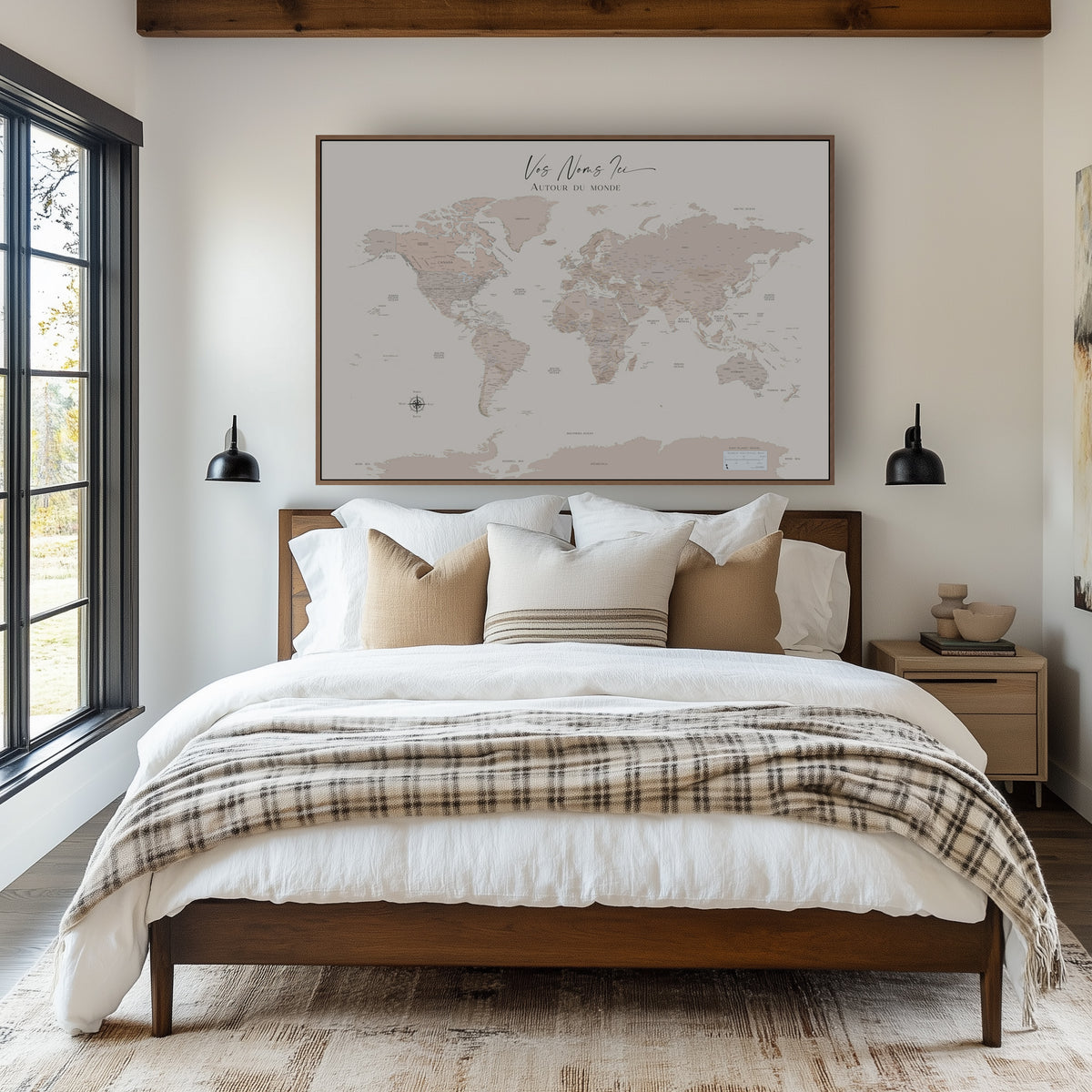 Custom Political World Map Light Beige