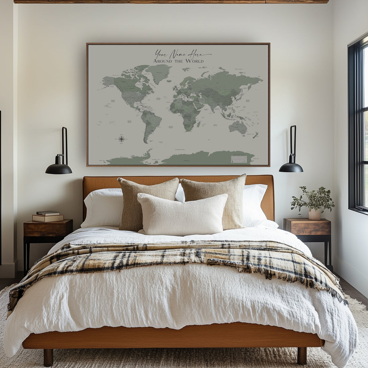 Custom Political World Map Olive