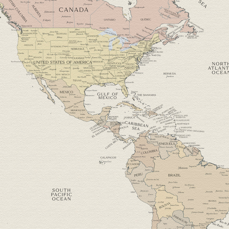 Carte du monde politique personnalisée pastel