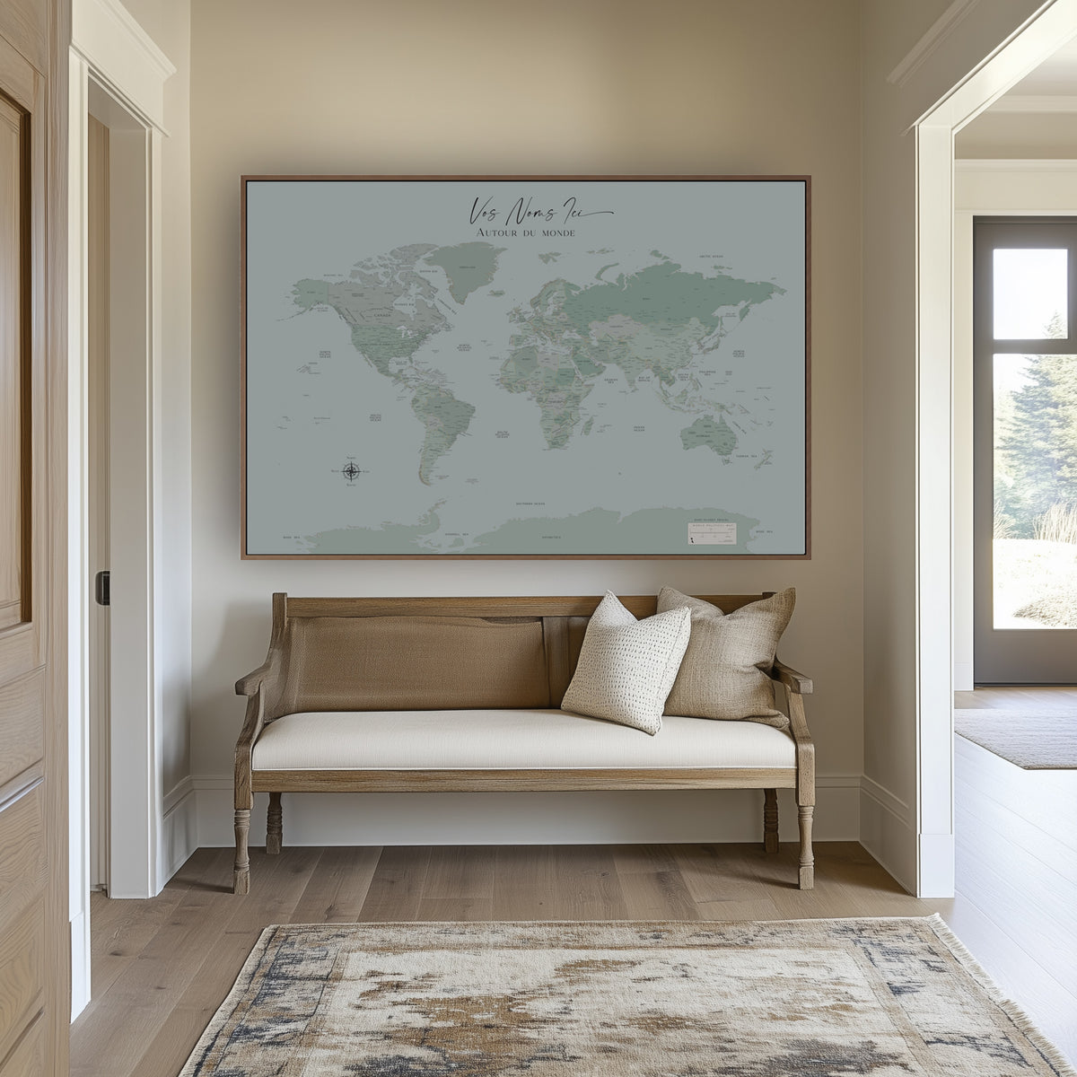 Custom Political World Map Teal