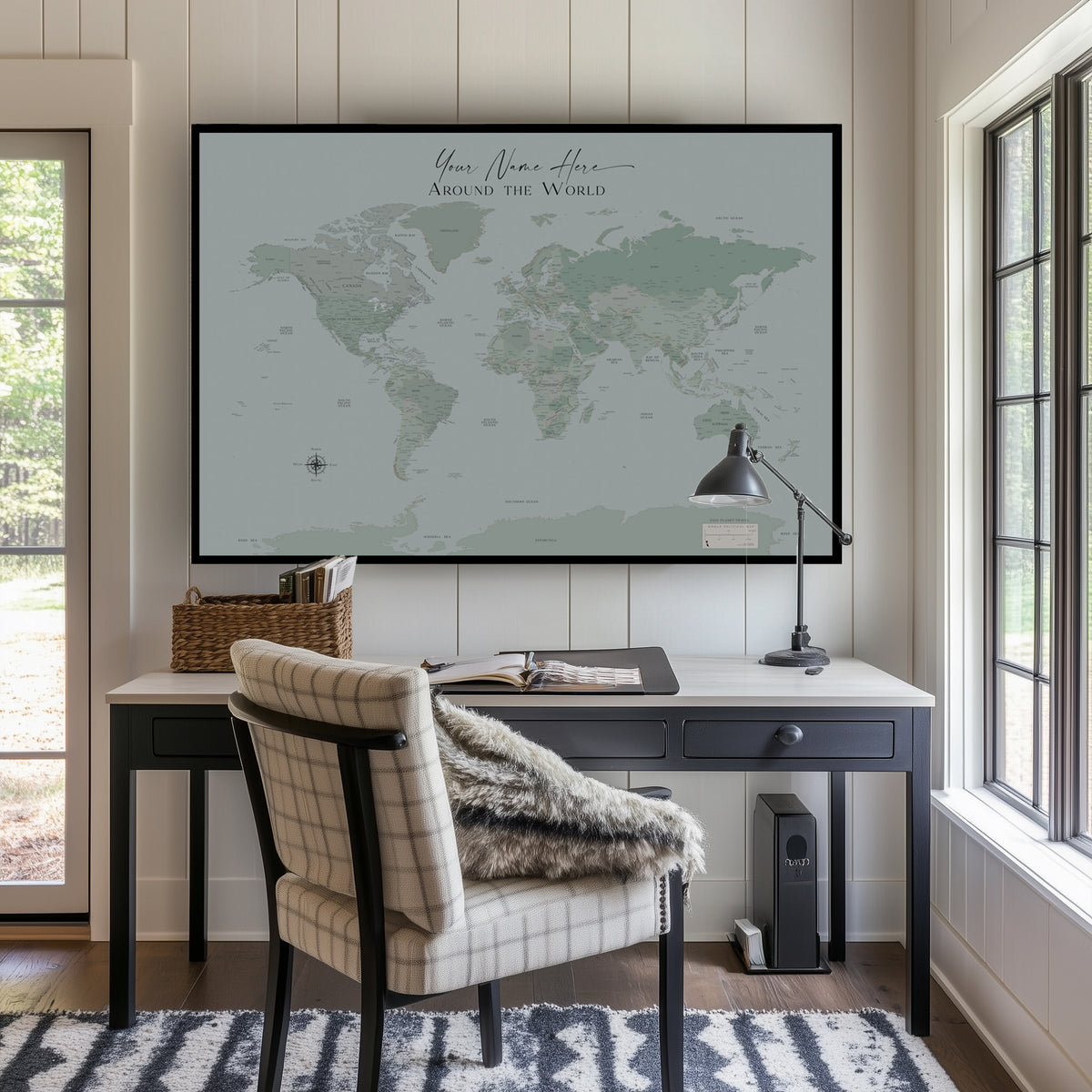 Custom Political World Map Teal