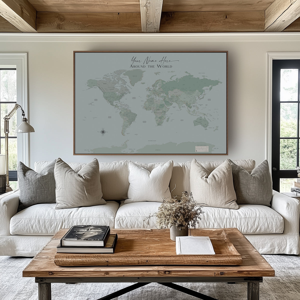 Custom Political World Map Teal