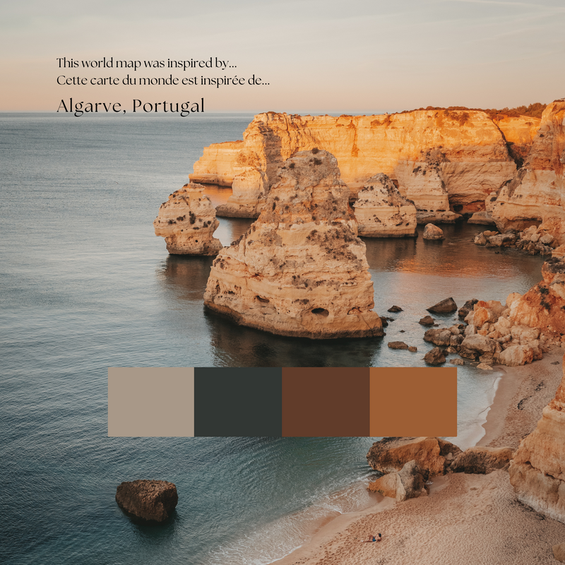 Custom Political World Map Algarve's Sunset