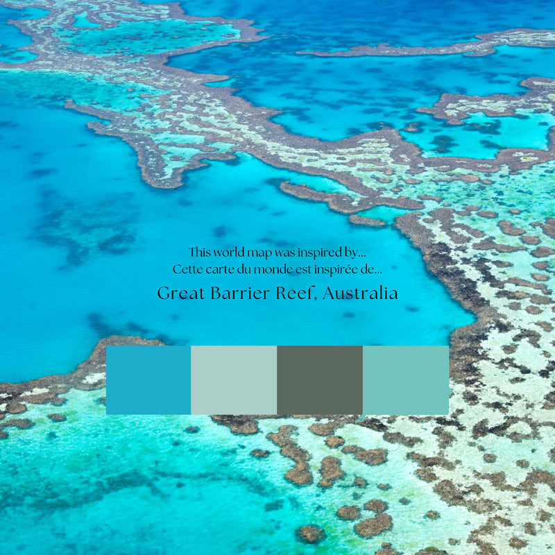 Custom Political World Map Great Barrier Reef