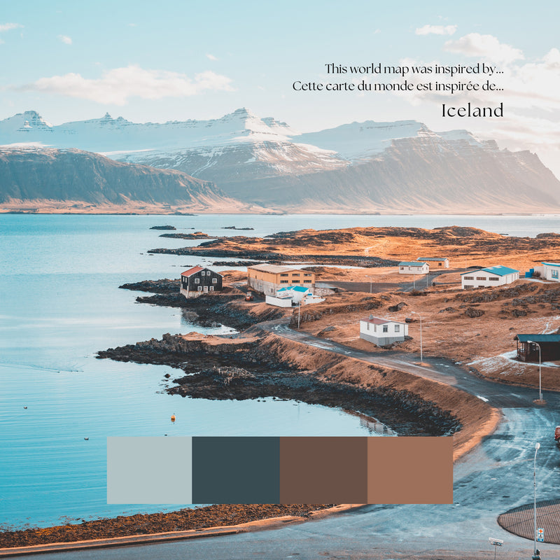 Carte du monde politique personnalisée port en Islande