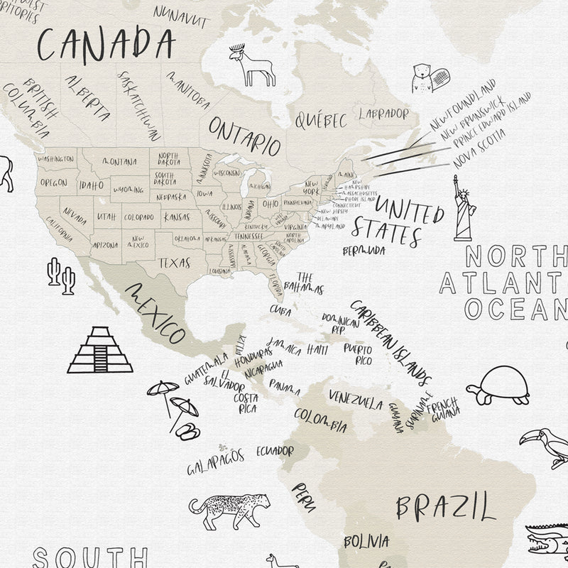 Carte du monde personnalisée ludique pour enfants, neutre