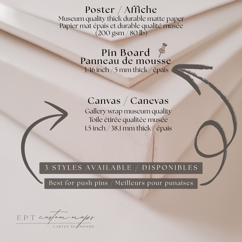 Carte du monde politique personnalisée Bangkok