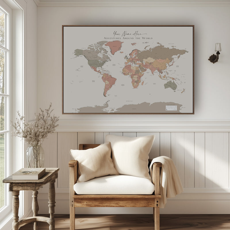 Custom Political World Map Orchids