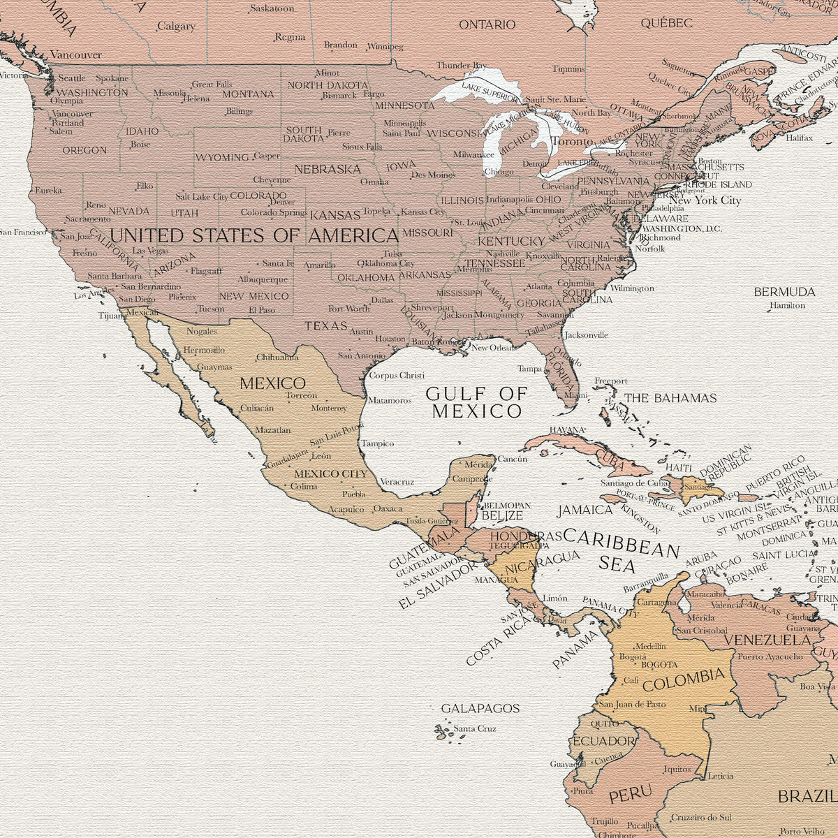 Custom Political World Map Norway Sunrise