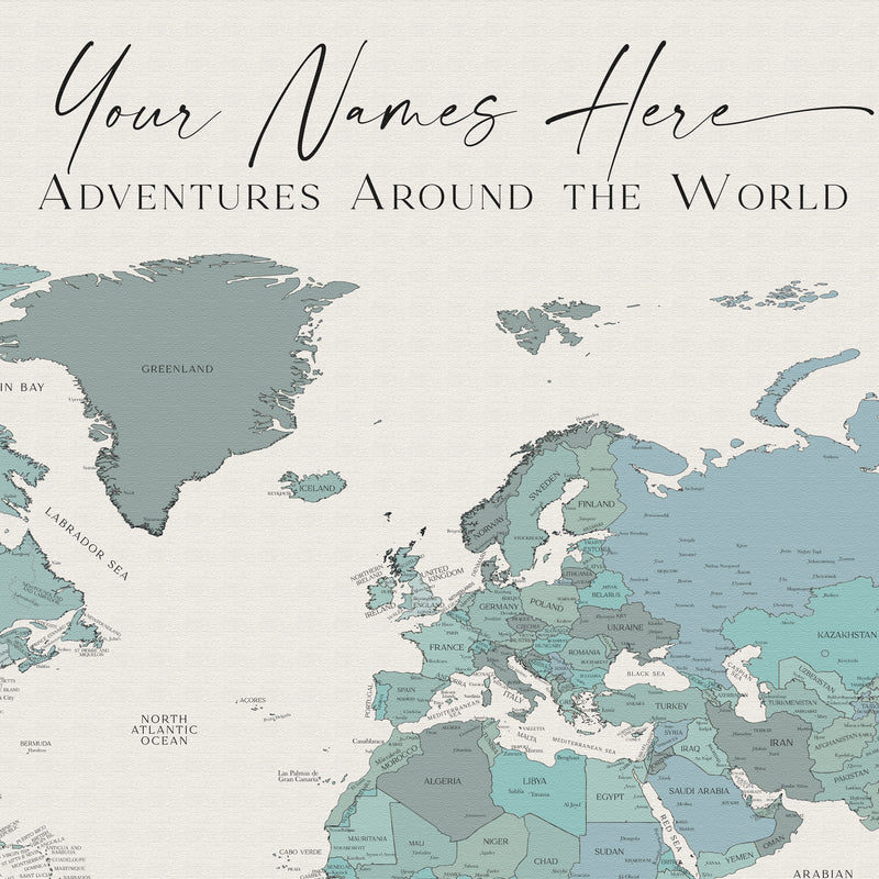 Carte du monde politique personnalisée Grande barrière de corail