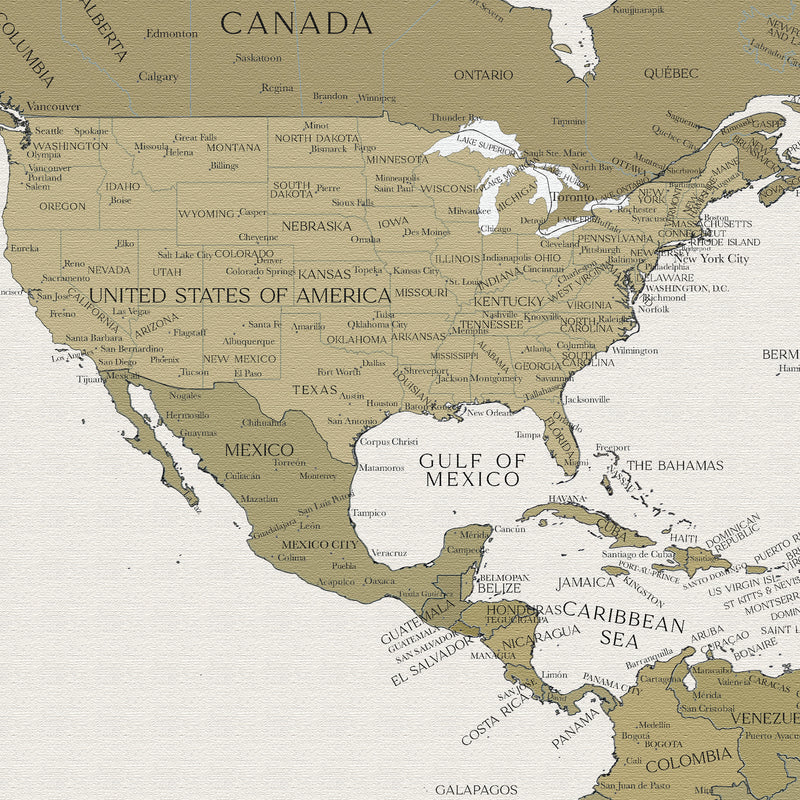 Carte du monde politique personnalisée canyon en Islande