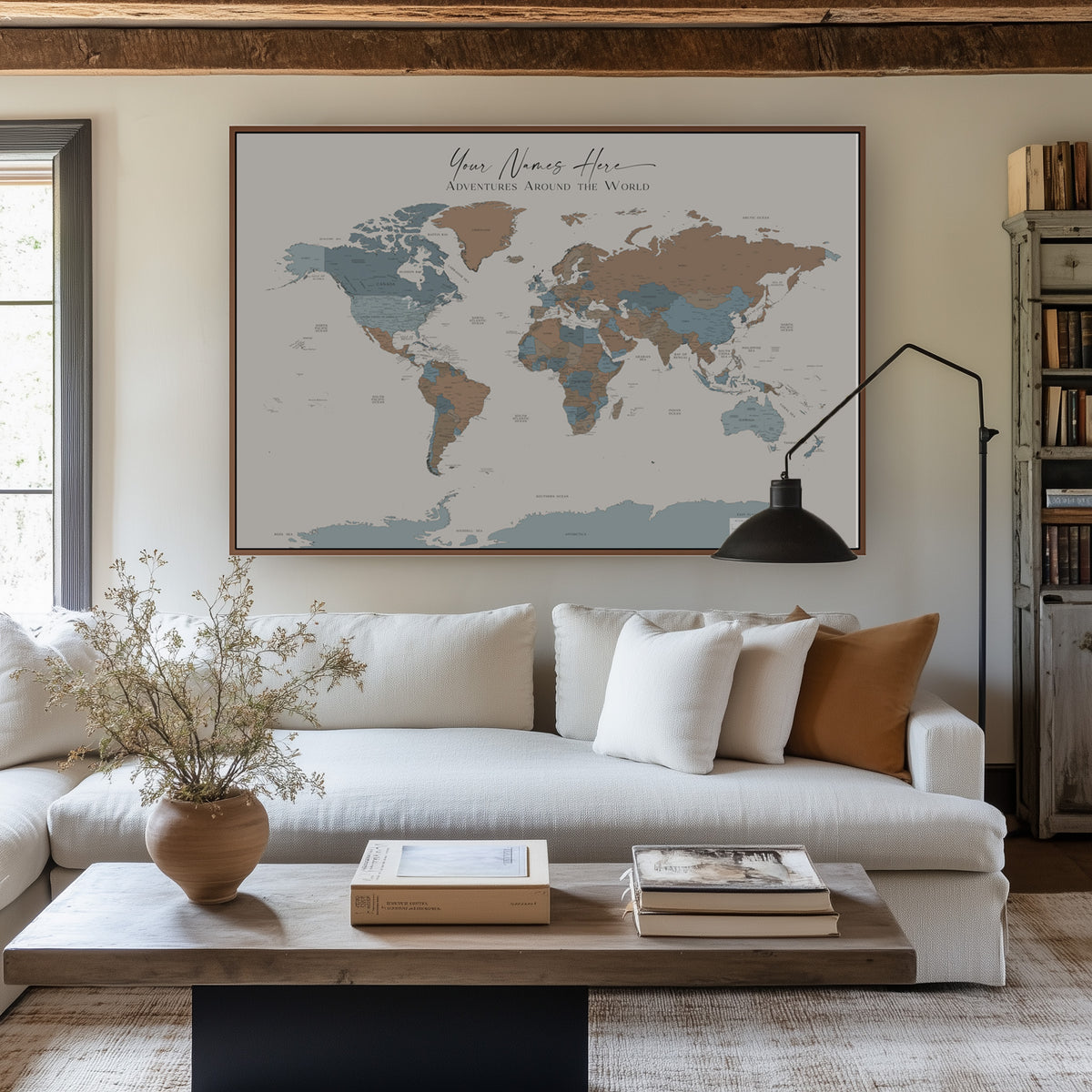 Custom Political World Map Iceland Harbour