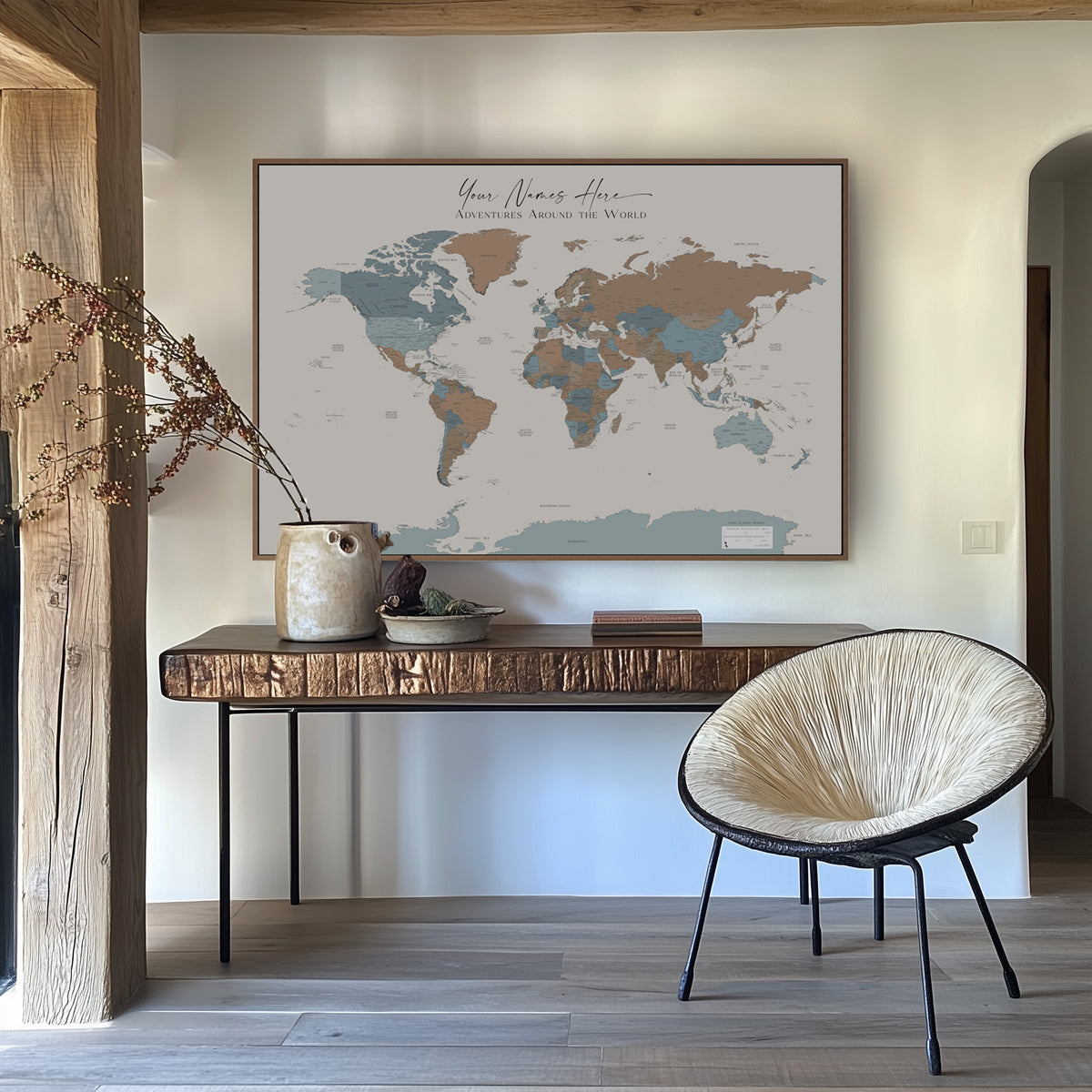 Custom Political World Map Iceland Harbour