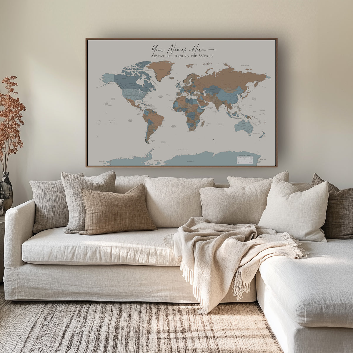 Custom Political World Map Iceland Harbour
