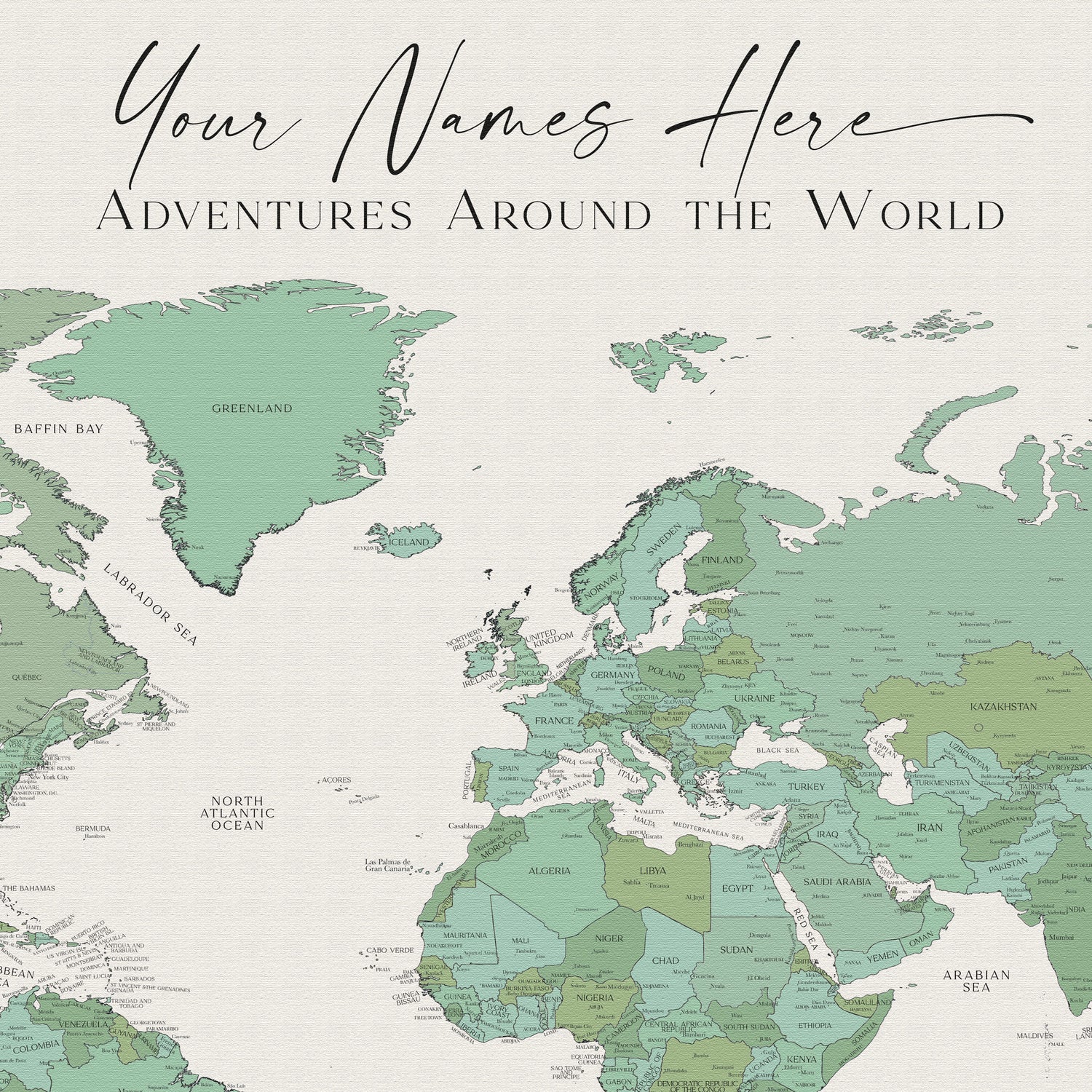 Custom Political World Map Mauritius – Easy Planet Travel