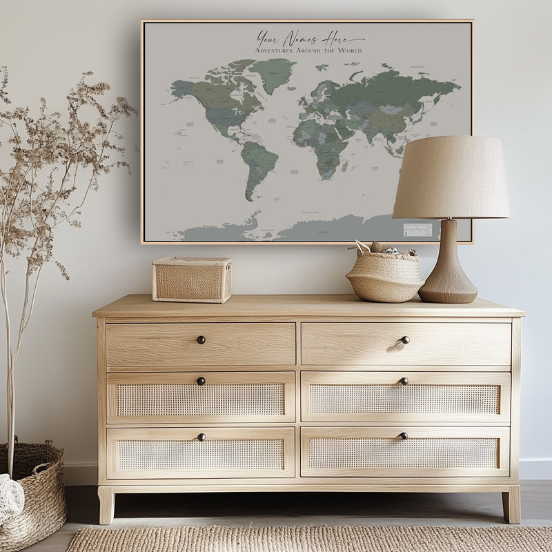 Custom Political World Map Ibiza at Dawn