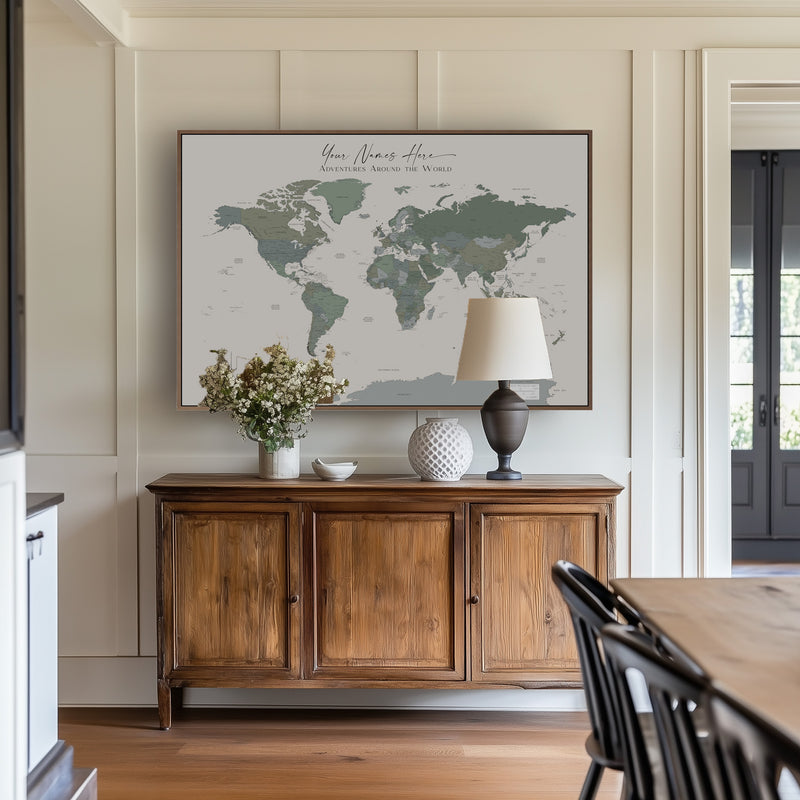 Custom Political World Map Ibiza at Dawn