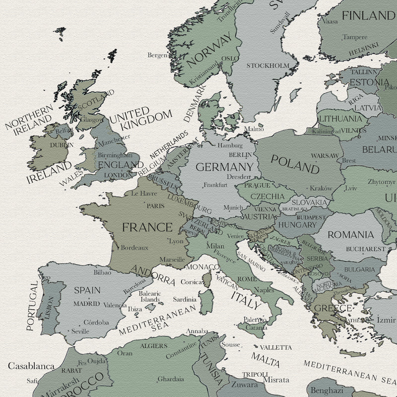 Custom Political World Map Ibiza at Dawn
