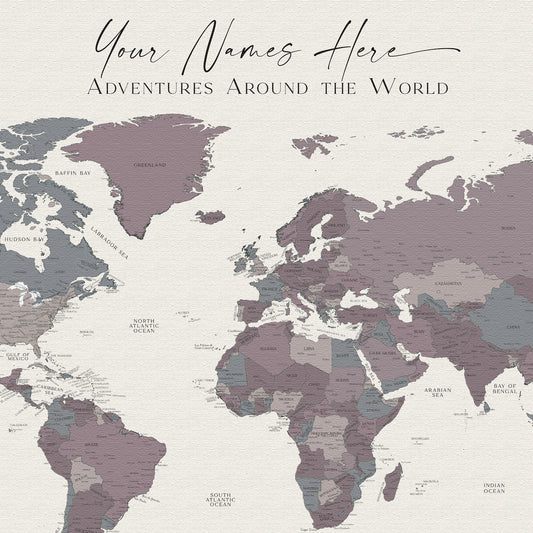 Custom Political World Map NYC Skyline
