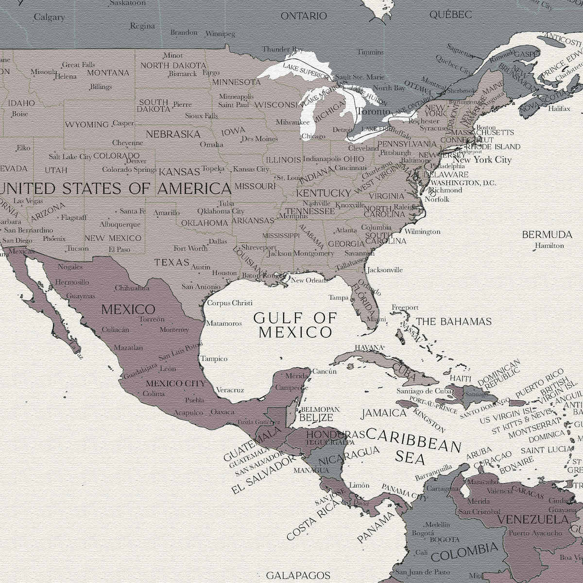 Carte du monde politique personnalisée NYC