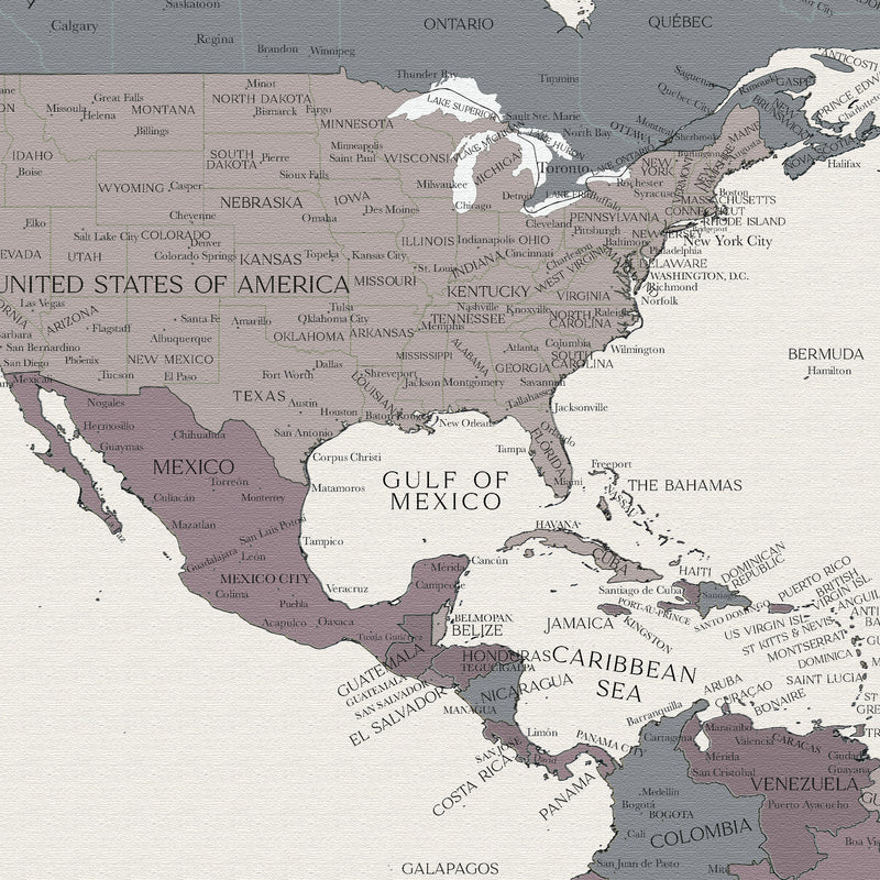 Custom Political World Map NYC Skyline