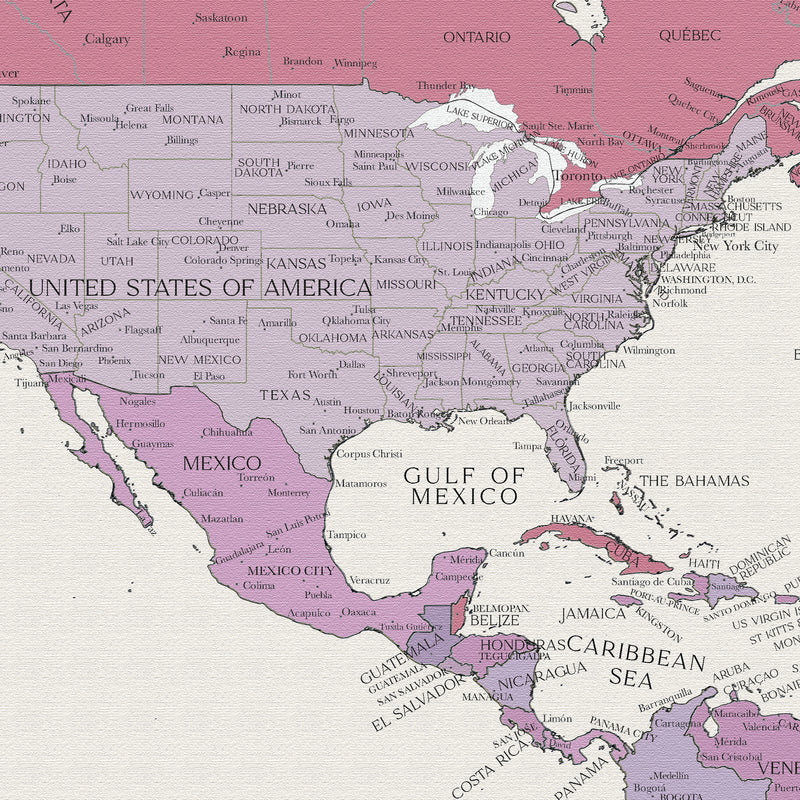 Carte du monde politique personnalisée coucher de soleil à Santorini