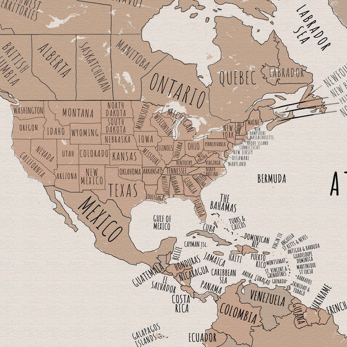 Carte du monde minimaliste Utah