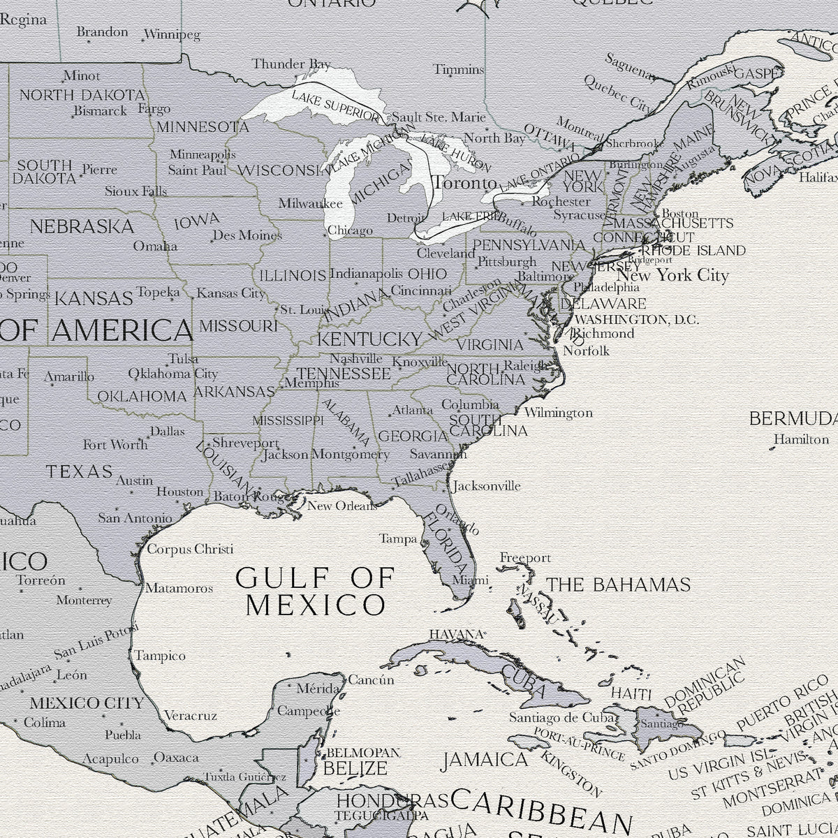 Custom Political World Map Quebec