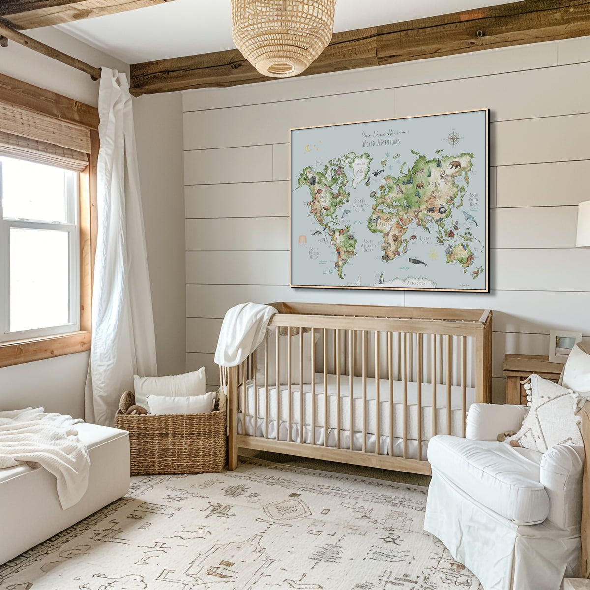 Custom Printable Watercolor World Map for Kids